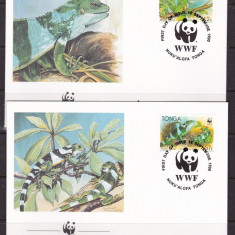Tonga 1990 fauna reptile MI 1140-43 4 plicuri FDC w27