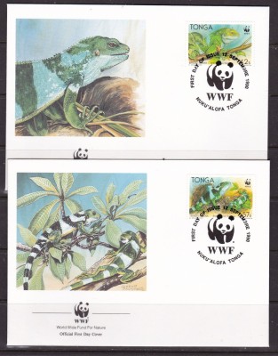 Tonga 1990 fauna reptile MI 1140-43 4 plicuri FDC w27 foto