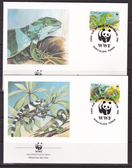 Tonga 1990 fauna reptile MI 1140-43 4 plicuri FDC w27