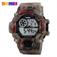 Ceas Sport Subacvatic SKMEI S-Shock Camouflage MILITARY ARMY Rosu/Verde CALITATE foto