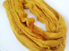 Fir de tricotat sau crosetat , tip mohair f moale si pufos, galben mustar foto