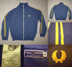 Bluza FRED PERRY (M) albastru barbati casual sport retro vintage foto