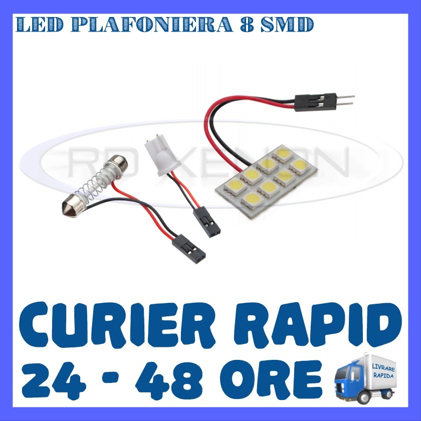 BEC AUTO LED LEDURI PLACUTA PLAFONIERA - 8 SMD - SOFIT FESTOON C5W C10W T10  W5W, Universal, ZDM | Okazii.ro