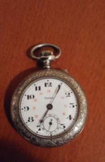 Ceas de buzunar Urania din argint(perioada 1900-1910),functional. foto