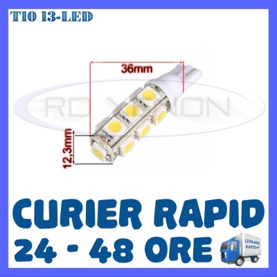 BEC AUTO LED LEDURI POZITIE T10 (W5W) - 13 SMD - POZITII, PLAFONIERA, NUMAR foto