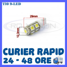 BEC AUTO LED LEDURI POZITIE T10 (W5W) - 9 SMD - POZITII, PLAFONIERA, NUMAR