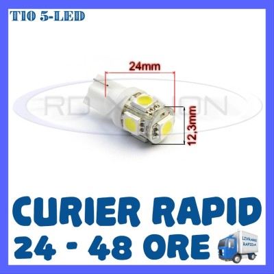 BEC AUTO LED LEDURI POZITIE T10 (W5W) - 5 SMD - POZITII, PLAFONIERA, NUMAR foto