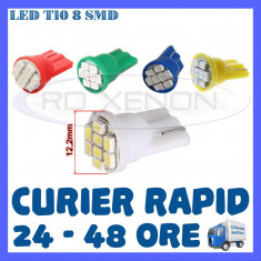 BEC AUTO LED LEDURI POZITIE T10 W5W - 8 SMD - POZITII, PLAFONIERA, NUMAR, BORD foto