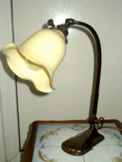 Lampa inedita antica de birou in stilul Art-Nouveau din antimoniu foto