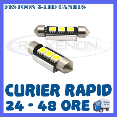 BEC AUTO LED LEDURI - SOFIT FESTOON C5W 36 mm - 3 SMD CANBUS FARA EROARE NUMAR foto