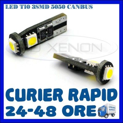 BEC AUTO LED LEDURI POZITIE T10 W5W - 3 SMD CANBUS FARA EROARE - POZITII NUMAR foto
