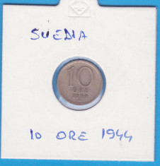 MONEDA DIN ARGINT SUEDIA - 10 ORE 1944, LIT. G, MODEL KM #813 foto