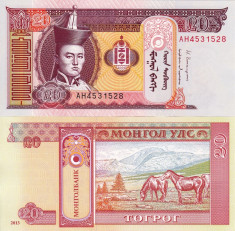 MONGOLIA 20 tugrik 2013 UNC!!! foto