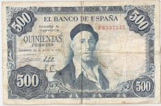 SPANIA 500 pesetas 1954 F foto