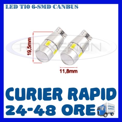 BEC AUTO LED LEDURI POZITIE T10 W5W - 6 SMD 5730 CANBUS FARA EROARE - POZITII foto