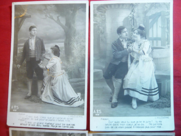 Set 4 Ilustrate -Scene romantice in Piesa L&#039;Arlesienne