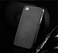 Husa/toc protectie iPhone 4, 4s 100% aluminiu perforat, 0.3 mm, nu piele, negru foto