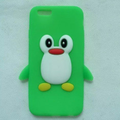 Husa silicon soft pinguin verde Iphone 6 4,7" + folie protectie ecran