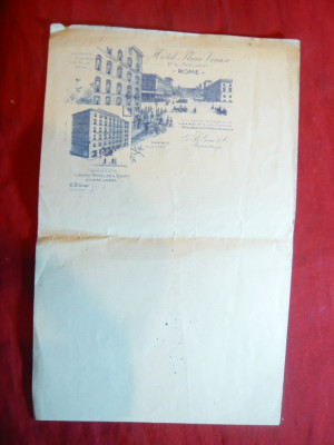 Hartie cu antet ilustrat- Hotel Palace Venise si Monumentul Roma inc.sec.XX foto