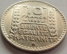 Moneda istorica 10 FRANCI - FRANTA, anul 1948 *cod 531 - litera B - cu pata foto