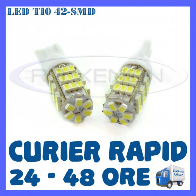 BEC AUTO LED LEDURI POZITIE T10 (W5W) - 42 SMD - POZITII, PLAFONIERA, NUMAR foto