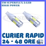 BEC AUTO LED LEDURI POZITIE T10 W5W - 5 LED SUPERFLUX HIGH POWER POZITII, NUMAR, Universal