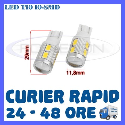 BEC AUTO LED LEDURI POZITIE T10 (W5W) - 10 SMD 5730 - PREMIUM - POZITII NUMAR foto