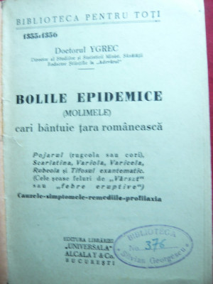 Doctorul Ygrec - Bolile Epidemice (Molime) care bantuie Tara Romaneasca-BPT foto