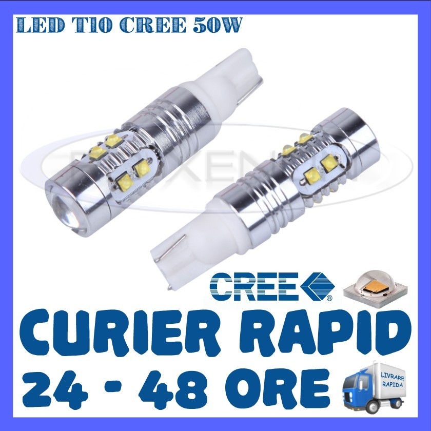 BEC AUTO LED LEDURI POZITIE T10 W5W - 50W CREE HIGH POWER - POZITII, NUMAR,  Universal, ZDM | Okazii.ro