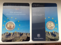 moneda ANDORRA 2 euro comemorativa 2014 - 20 ani Consiliul EU (coin card) foto