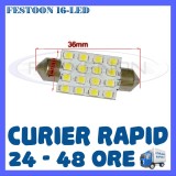 BEC AUTO LED LEDURI - SOFIT FESTOON C5W - 36 mm 16 SMD - PLAFONIERA, NUMAR, Universal