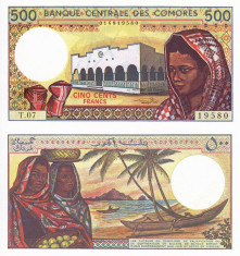 COMORES 500 francs ND UNC!!! foto