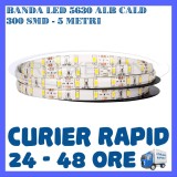 ROLA BANDA 300 LED LEDURI SMD 5630 ALB CALD - 5 METRI, IMPERMEABILA (WATERPROOF), ZDM