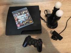 Consola PS3 cu hdd 500 gb + controler wireless+2 ps3 move+camera+GTA V foto