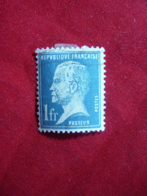 Timbru 1 Fr.1923-1926Pasteur albastru ,urma sarniera foto