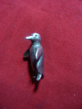 Miniatura veche -Pinguin - argint ,nemarcat , h= 2,5 cm