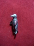 Miniatura veche -Pinguin - argint ,nemarcat , h= 2,5 cm