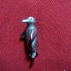 Miniatura veche -Pinguin - argint ,nemarcat , h= 2,5 cm