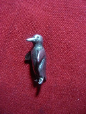 Miniatura veche -Pinguin - argint ,nemarcat , h= 2,5 cm foto
