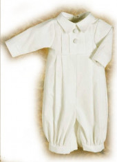 Costum botez tip salopeta Alexander (Culoare: alb, Imbracaminte pentru varsta: 3 - 6 luni - 68 cm) foto