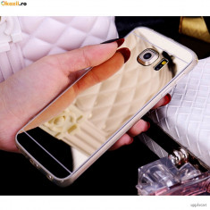 Husa Samsung Galaxy S6 Edge Plus TPU Ultra Thin Mirror Gold foto