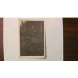 GE - Ilustrata fotografie veche Predeal femeie catel exterior 1930 necirculata