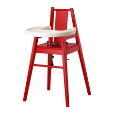 Scaun masa bebe lemn IKEA rosu foto