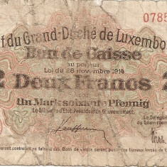 Luxembourg Luxemburg 2 Franci Francs 1914 Uzata