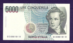 ITALIA 5000 5.000 LIRE 1985 ( 1992 ) [2] P-111b , XF+++ Semn Ciampi Speziali foto