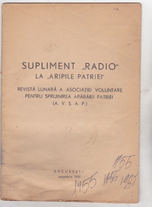 bnk div AVSAP - Supliment radio la Aripile Patriei - 1955