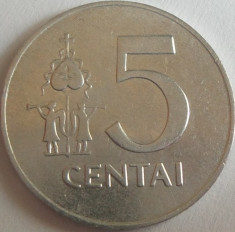 Moneda 5 Centai - LITUANIA, anul 1991 *cod 230 foto