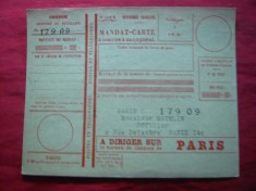Carte Postala - Mandat ,neexpediat dar completat ,Franta