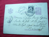 Carte Postala 1 leu marca fixa Ferdinand ,circulat Slatina-Gara-Bucuresti 1928, Circulata, Printata