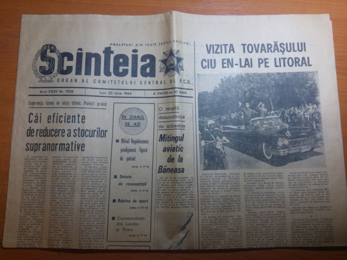 ziarul scanteia 20 iunie 1966-vizita lui ceausescu pe litoral